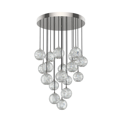 Marni LED Multi Light Pendant Light in Polished Nickel (18-Light).