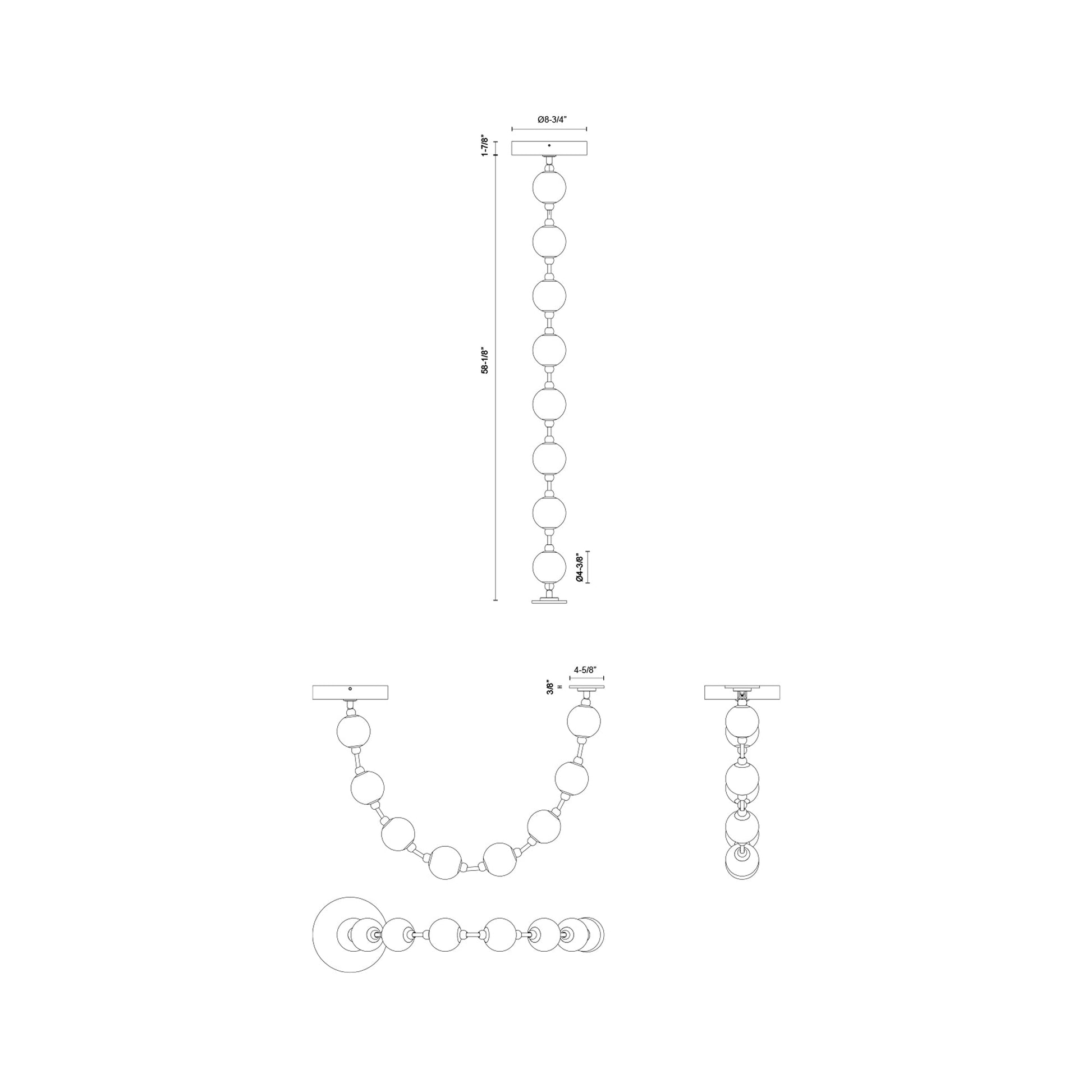 Marni LED Sphere Pendant Light - line drawing.