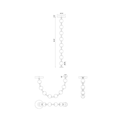 Marni LED Sphere Pendant Light - line drawing.