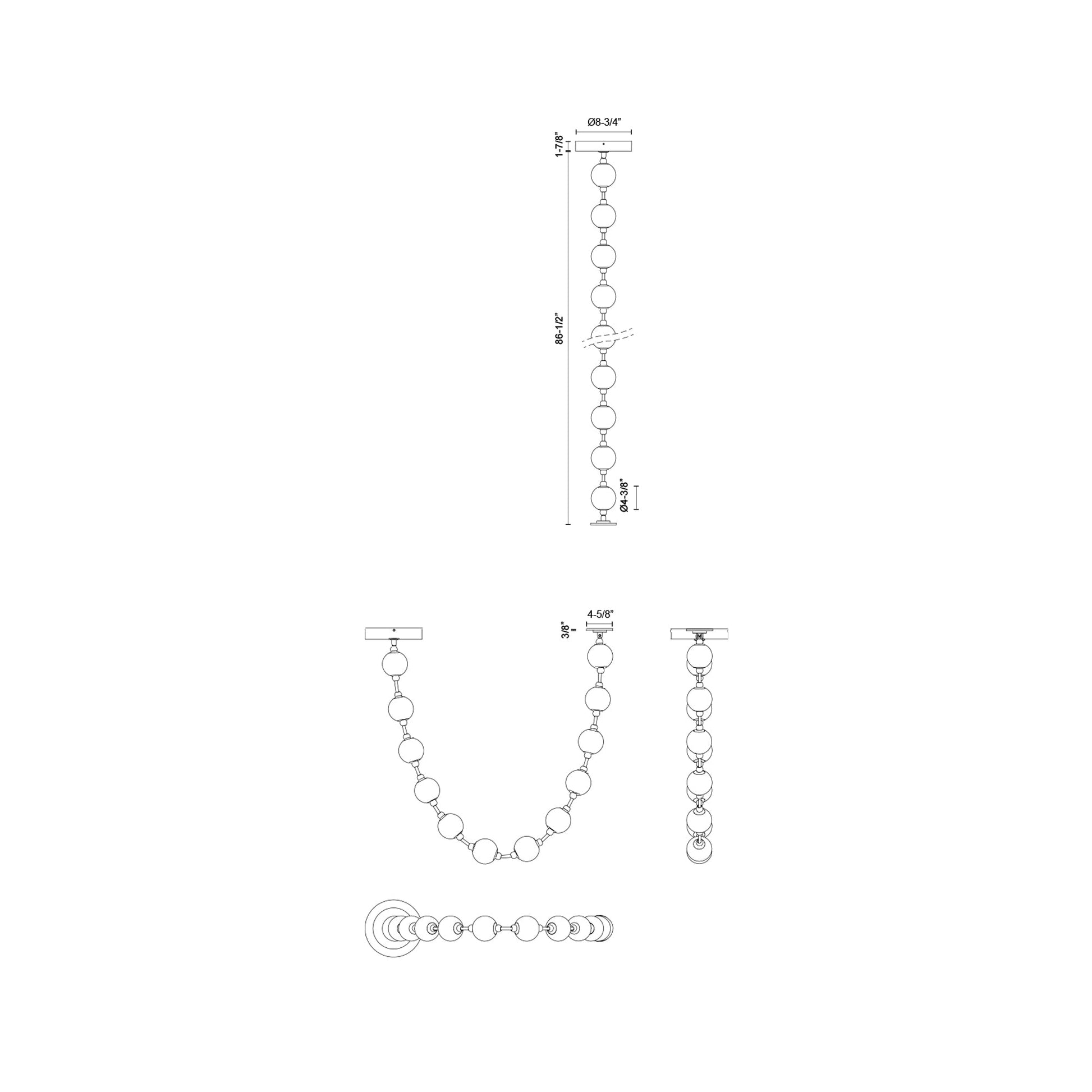 Marni LED Sphere Pendant Light - line drawing.