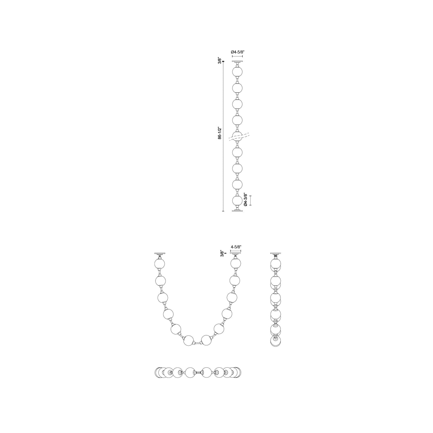 Marni LED Sphere Pendant Light - line drawing.