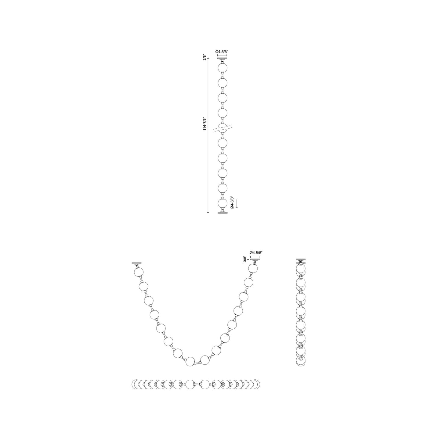 Marni LED Sphere Pendant Light - line drawing.