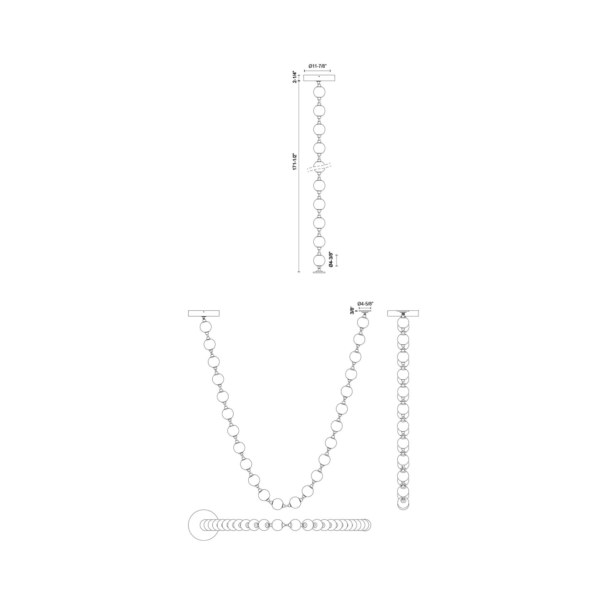 Marni LED Sphere Pendant Light - line drawing.