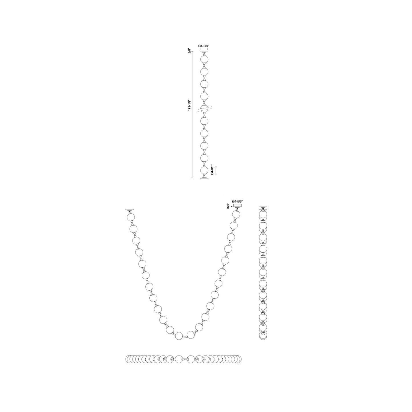 Marni LED Sphere Pendant Light - line drawing.