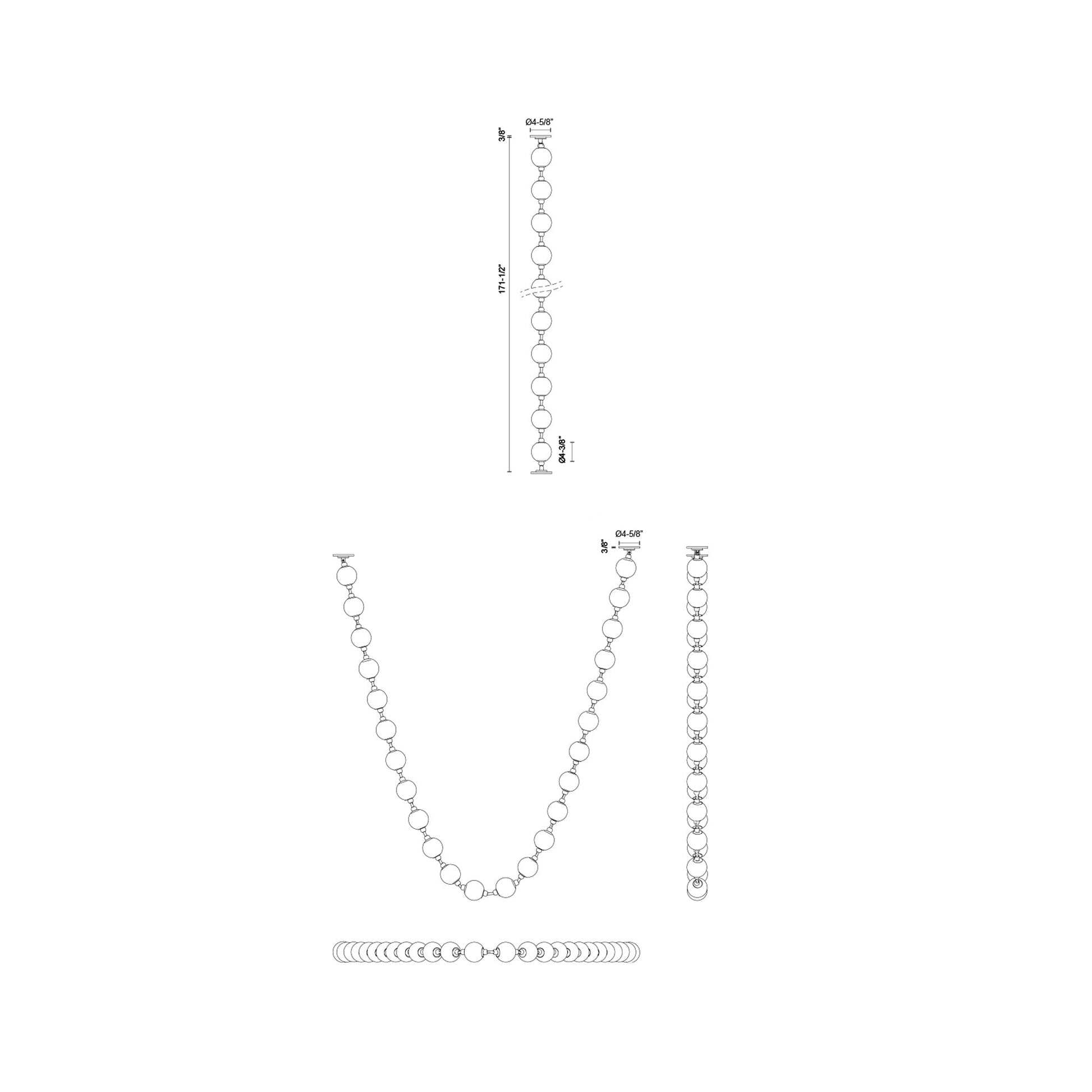 Marni LED Sphere Pendant Light - line drawing.