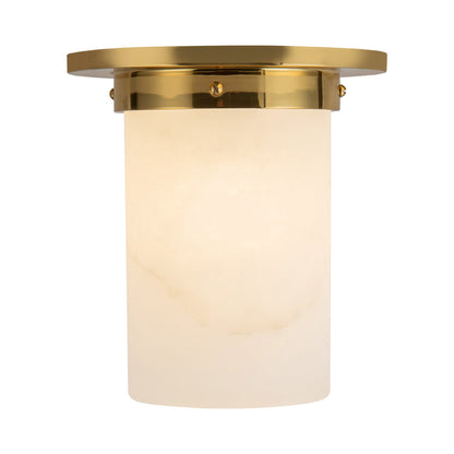 Mineral Cylinder Flush Mount Ceiling Light in Patina Brass/Alabaster (7.88-Inch/8.63-Inch).