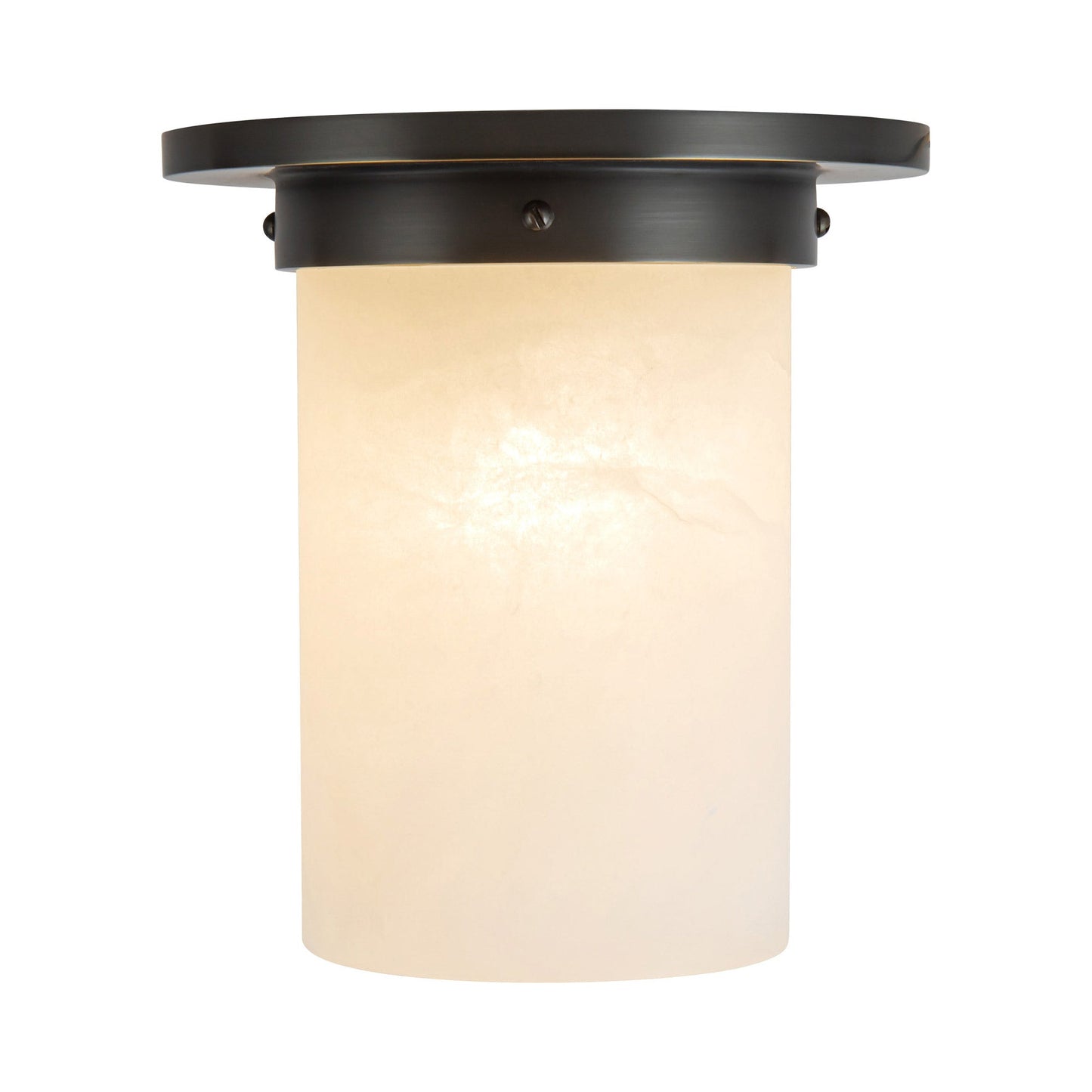 Mineral Cylinder Flush Mount Ceiling Light in Urban Bronze/Alabaster (7.88-Inch/8.63-Inch).