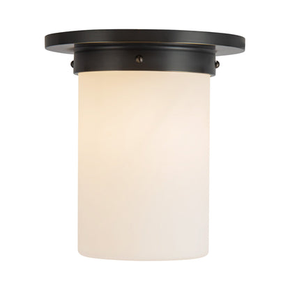 Mineral Cylinder Flush Mount Ceiling Light in Urban Bronze/Matte Opal Glass (7.88-Inch/8.63-Inch).