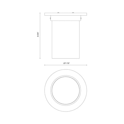 Mineral Cylinder Flush Mount Ceiling Light - line drawing.