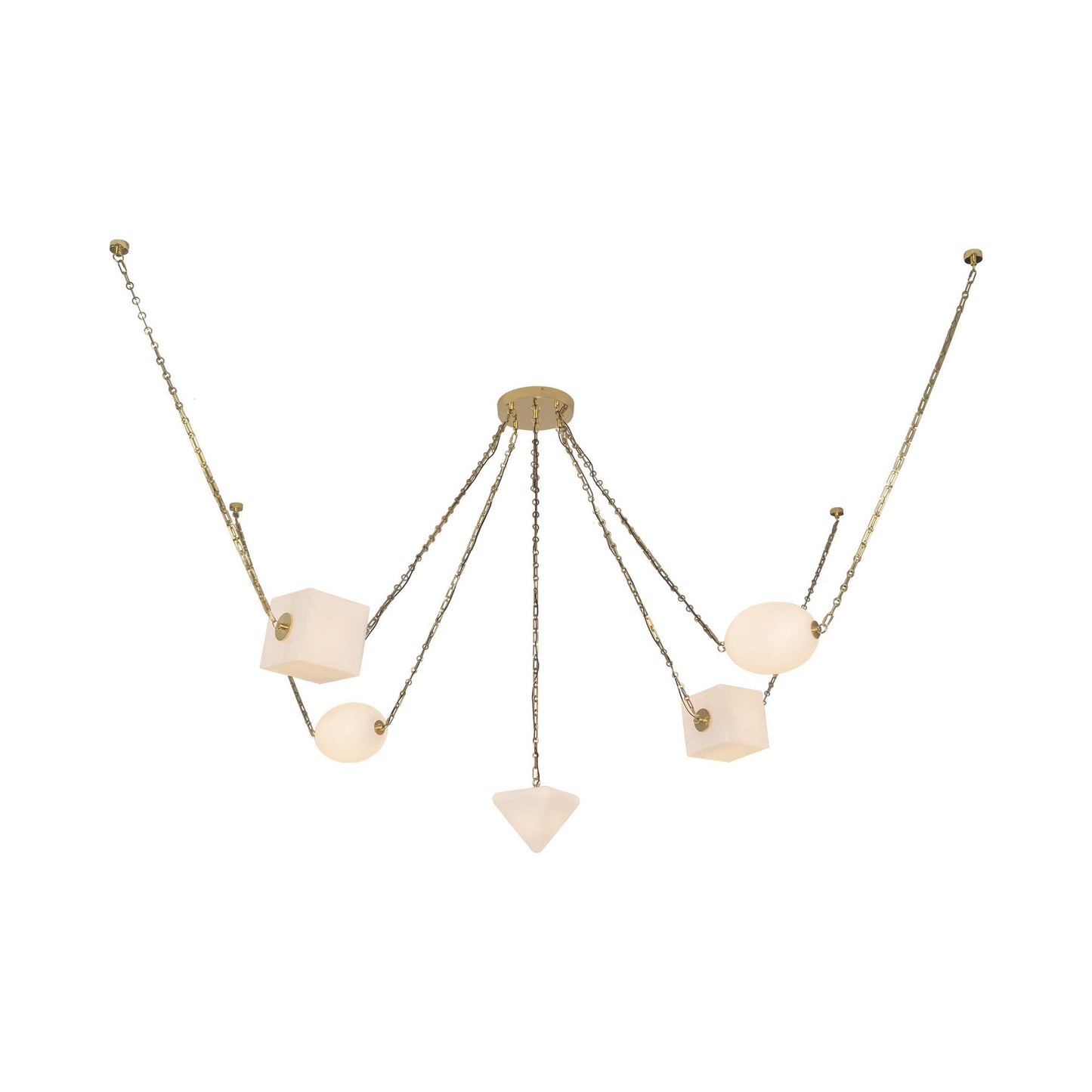 Mineral LED Chandelier in Patina Brass (Matte Opal Glass).