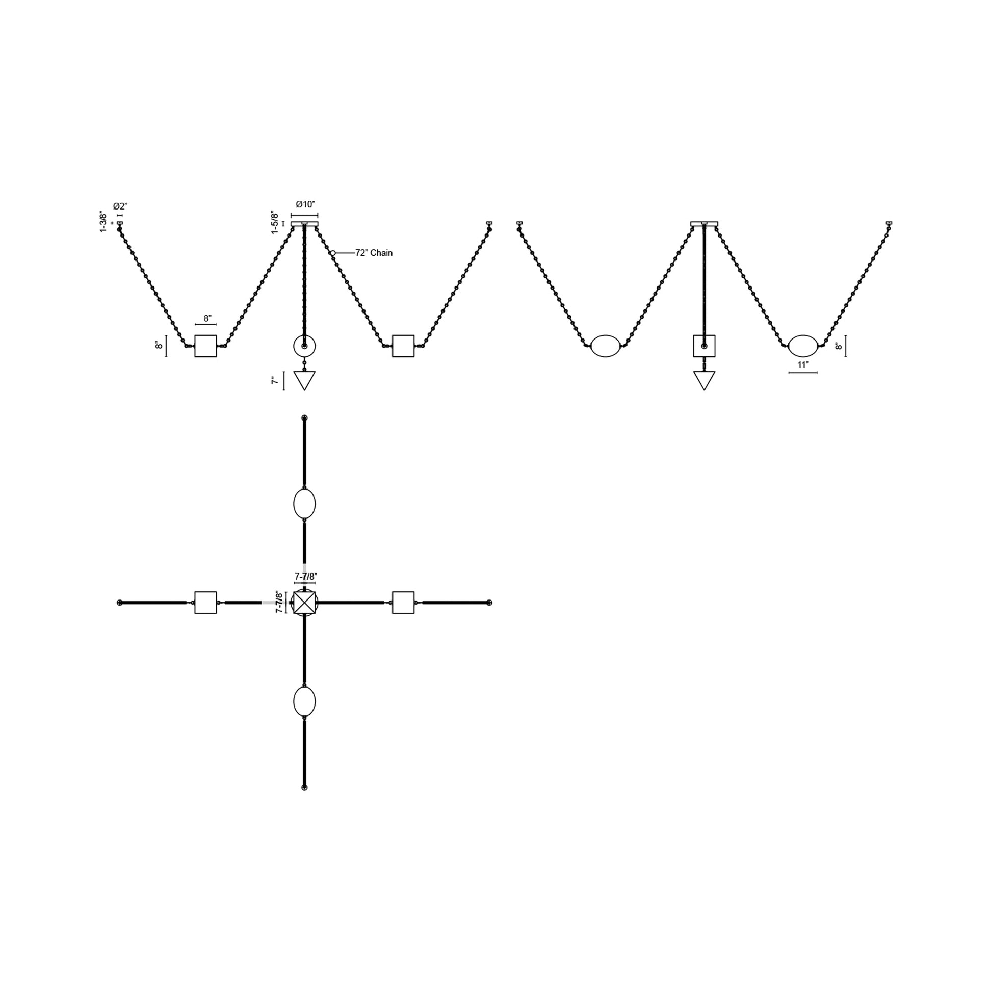 Mineral LED Chandelier - line drawing.