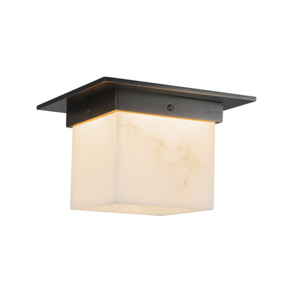 Mineral Rectangular Flush Mount Ceiling Light in Urban Bronze/Alabaster (7.88-Inch/5.63-Inch).