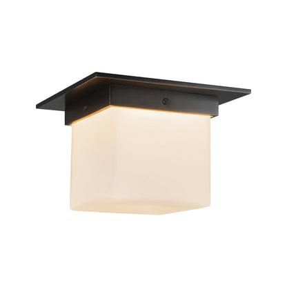 Mineral Rectangular Flush Mount Ceiling Light in Urban Bronze/Matte Opal Glass (7.88-Inch/5.63-Inch).