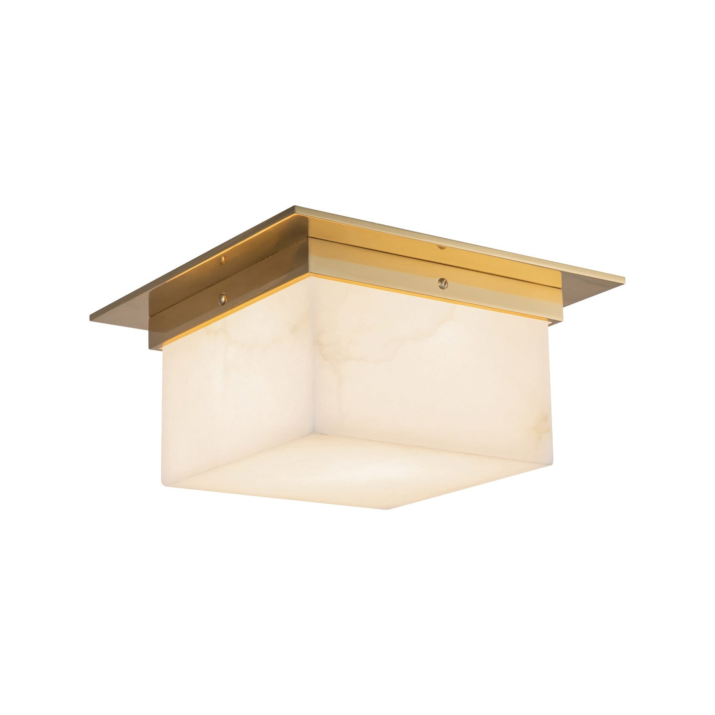 Mineral Rectangular Flush Mount Ceiling Light in Patina Brass/Alabaster (11.13-Inch/5.63-Inch).
