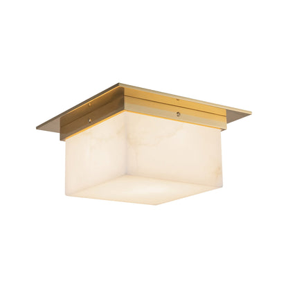 Mineral Rectangular Flush Mount Ceiling Light in Patina Brass/Alabaster (11.13-Inch/5.63-Inch).