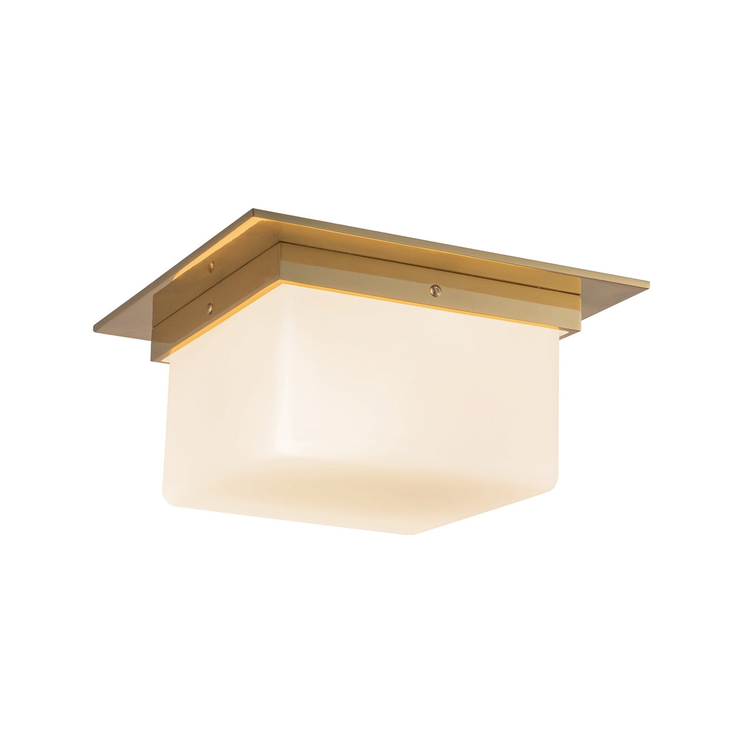 Mineral Rectangular Flush Mount Ceiling Light in Patina Brass/Matte Opal Glass (11.13-Inch/5.63-Inch).