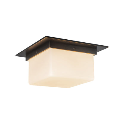 Mineral Rectangular Flush Mount Ceiling Light in Urban Bronze/Matte Opal Glass (11.13-Inch/5.63-Inch).