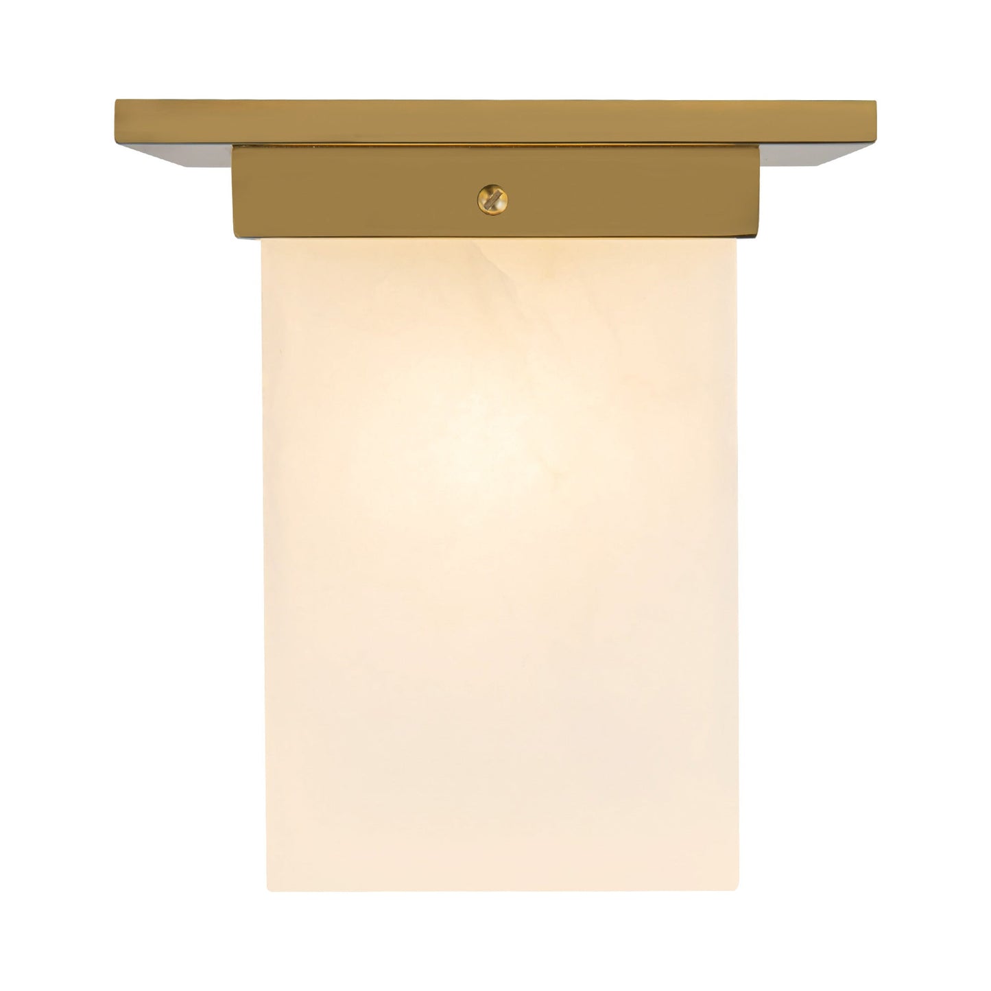 Mineral Rectangular Flush Mount Ceiling Light in Patina Brass/Alabaster (7.88-Inch/8.63-Inch).