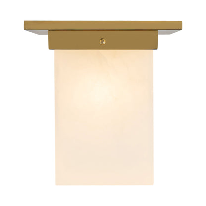 Mineral Rectangular Flush Mount Ceiling Light in Patina Brass/Alabaster (7.88-Inch/8.63-Inch).