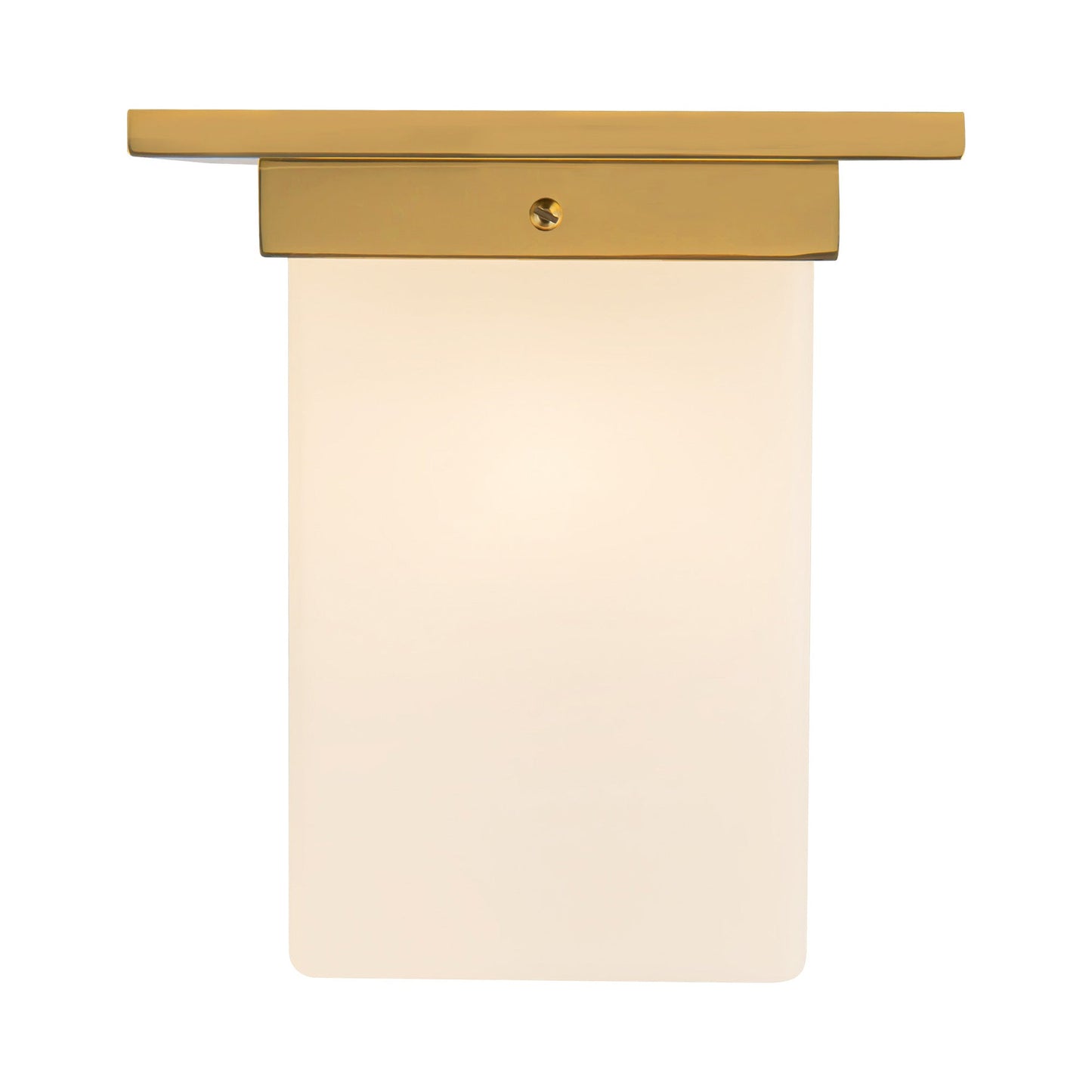 Mineral Rectangular Flush Mount Ceiling Light in Patina Brass/Matte Opal Glass (7.88-Inch/8.63-Inch).
