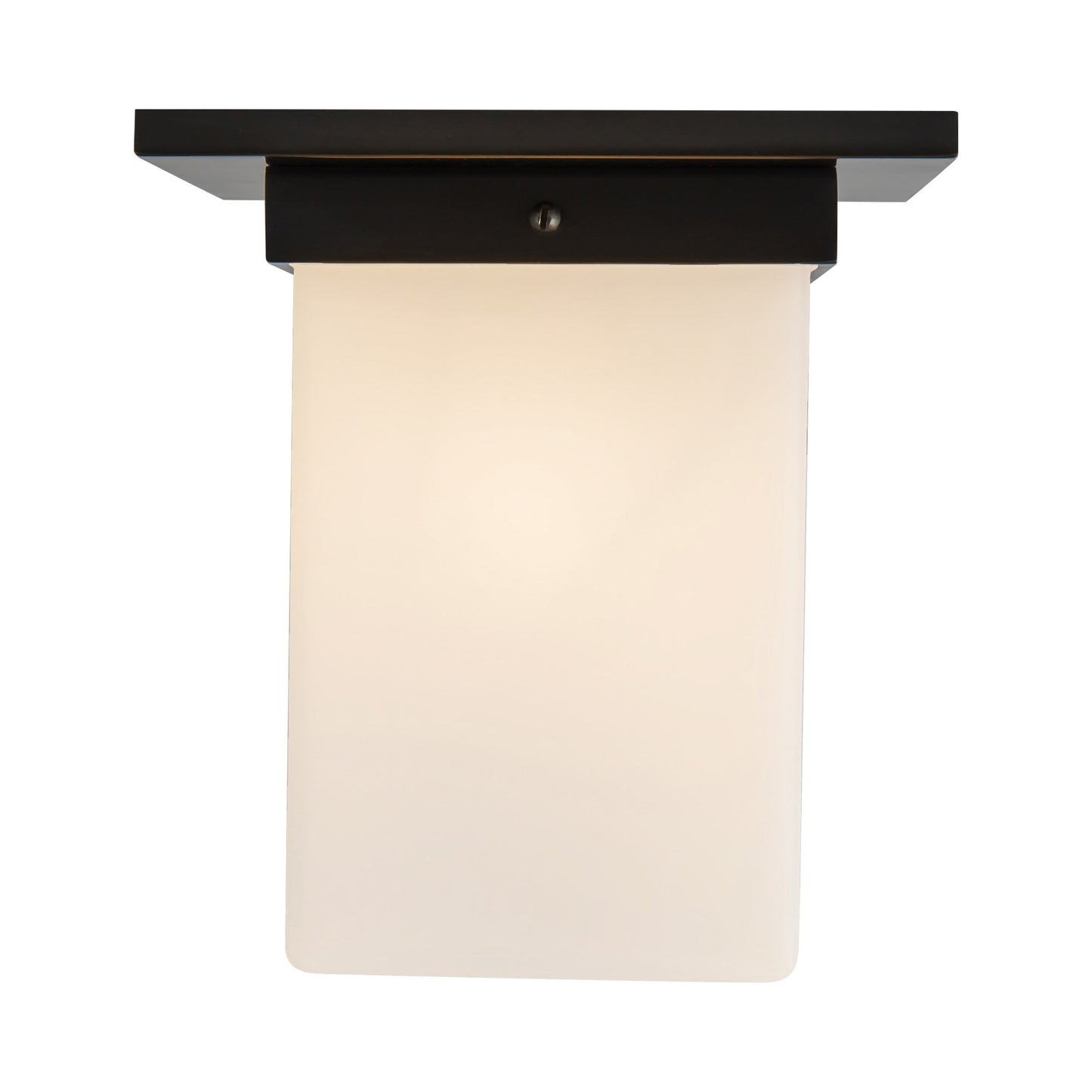 Mineral Rectangular Flush Mount Ceiling Light in Urban Bronze/Matte Opal Glass (7.88-Inch/8.63-Inch).