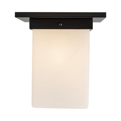 Mineral Rectangular Flush Mount Ceiling Light in Urban Bronze/Matte Opal Glass (7.88-Inch/8.63-Inch).
