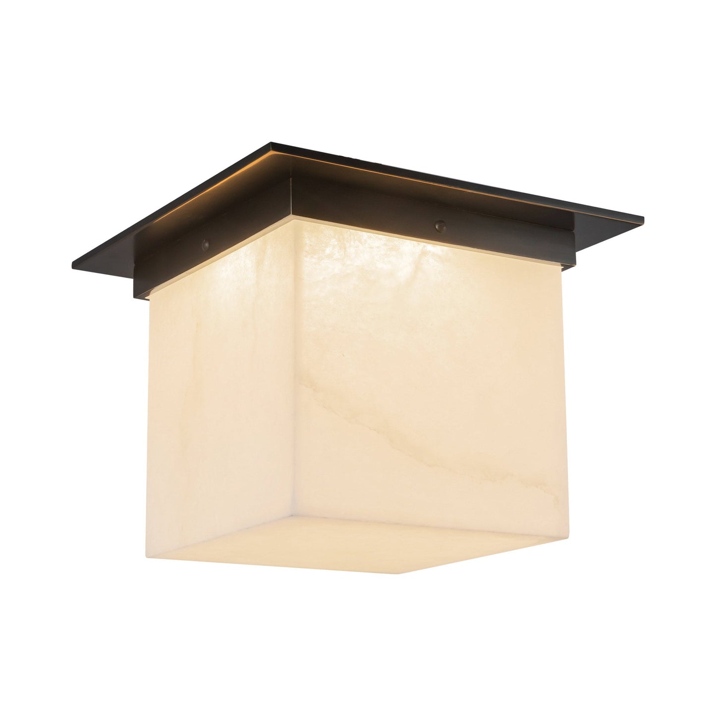 Mineral Rectangular Flush Mount Ceiling Light in Urban Bronze/Alabaster (11.13-Inch/8.63-Inch).