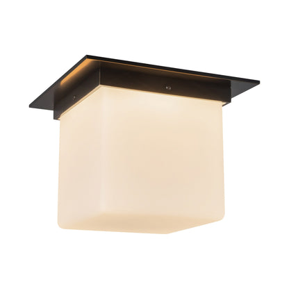 Mineral Rectangular Flush Mount Ceiling Light in Urban Bronze/Matte Opal Glass (11.13-Inch/8.63-Inch).