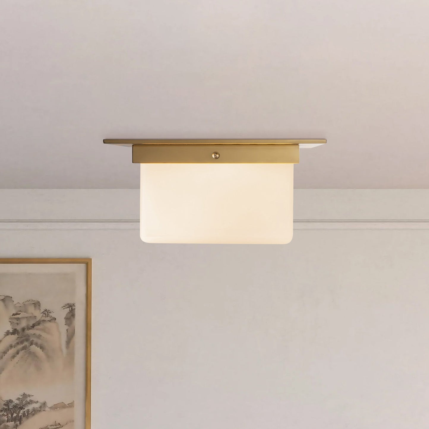 Mineral Rectangular Flush Mount Ceiling Light in Detail.
