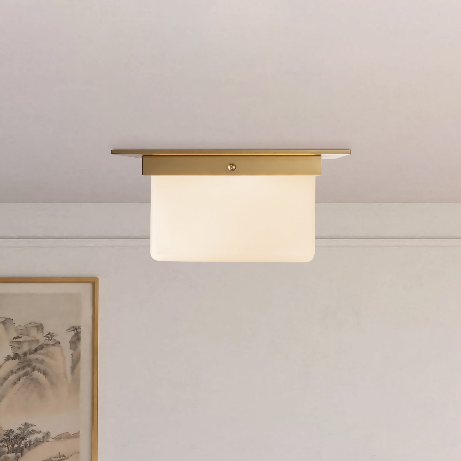 Mineral Rectangular Flush Mount Ceiling Light in Detail.