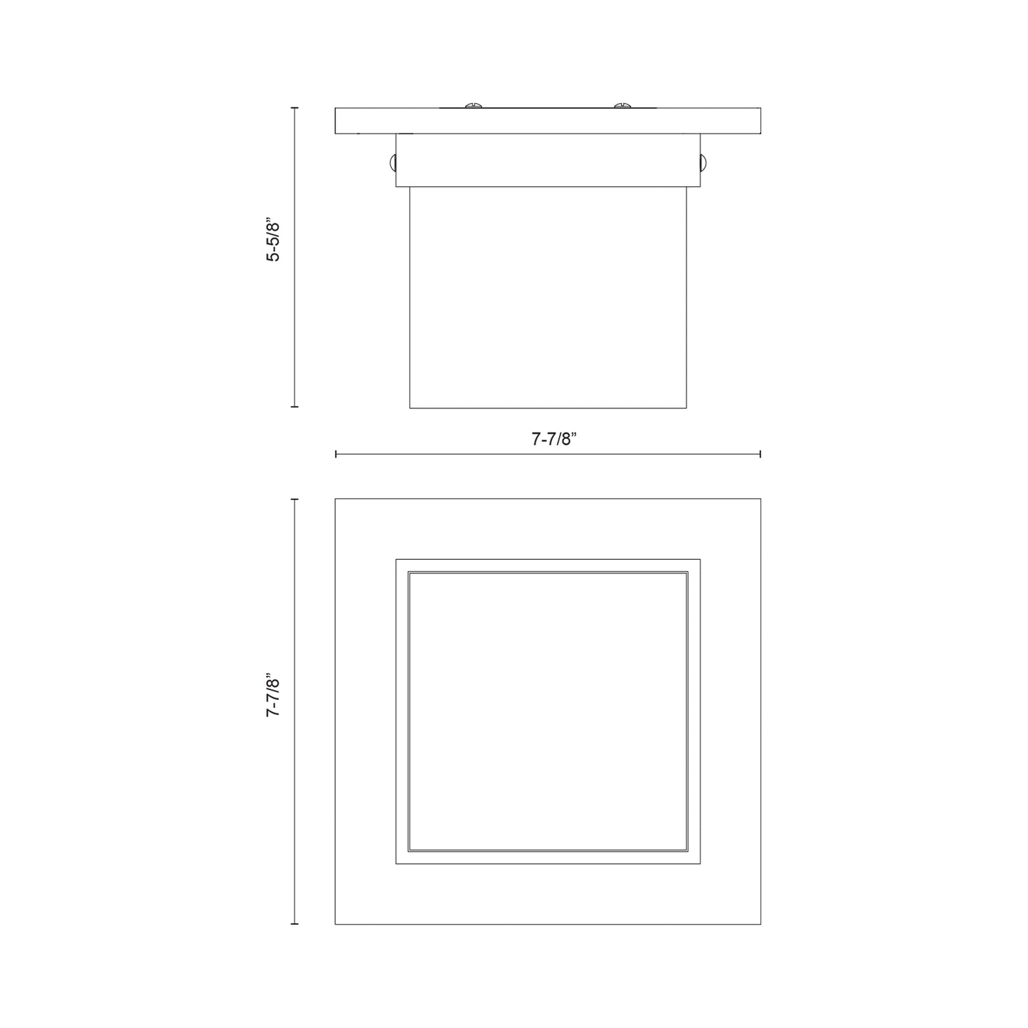 Mineral Rectangular Flush Mount Ceiling Light - line drawing.
