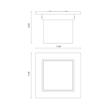 Mineral Rectangular Flush Mount Ceiling Light - line drawing.