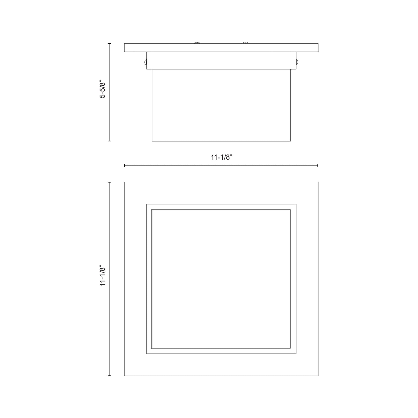 Mineral Rectangular Flush Mount Ceiling Light - line drawing.