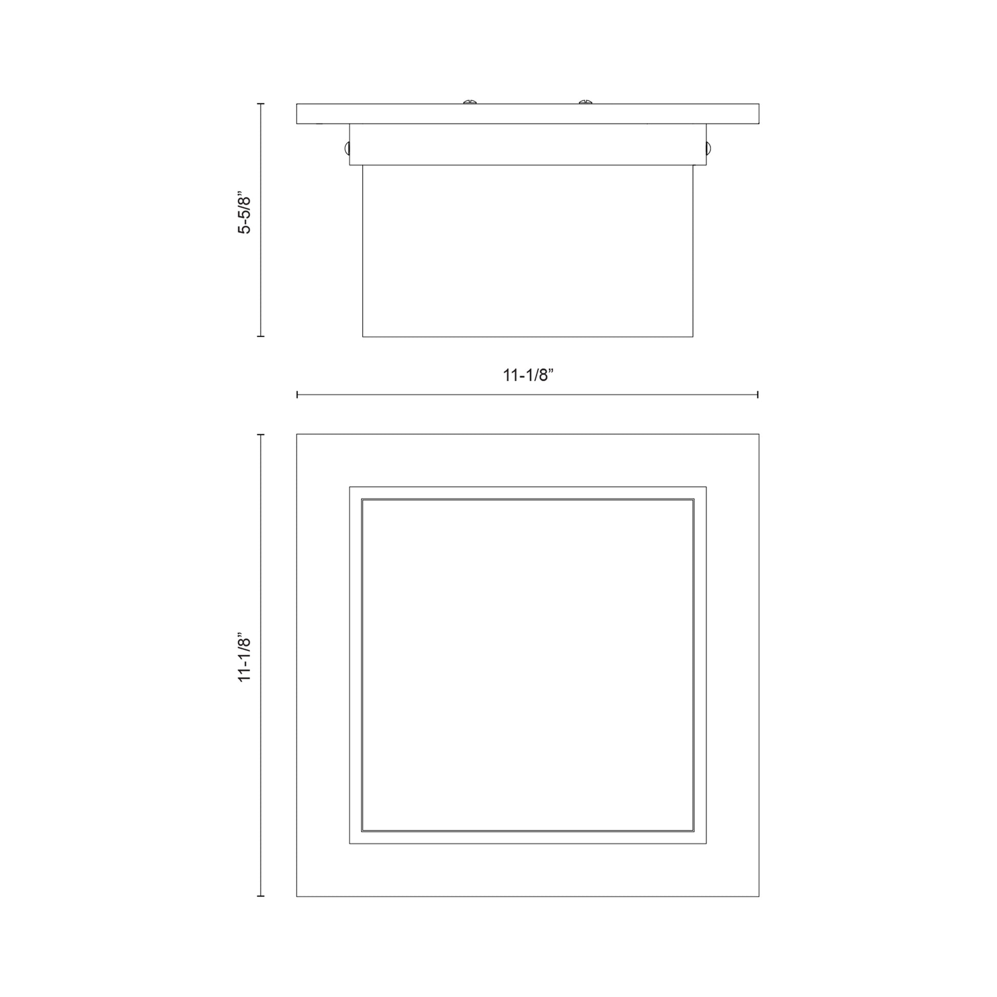 Mineral Rectangular Flush Mount Ceiling Light - line drawing.