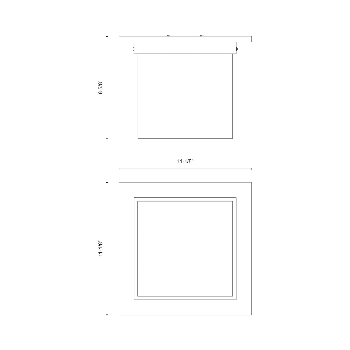 Mineral Rectangular Flush Mount Ceiling Light - line drawing.