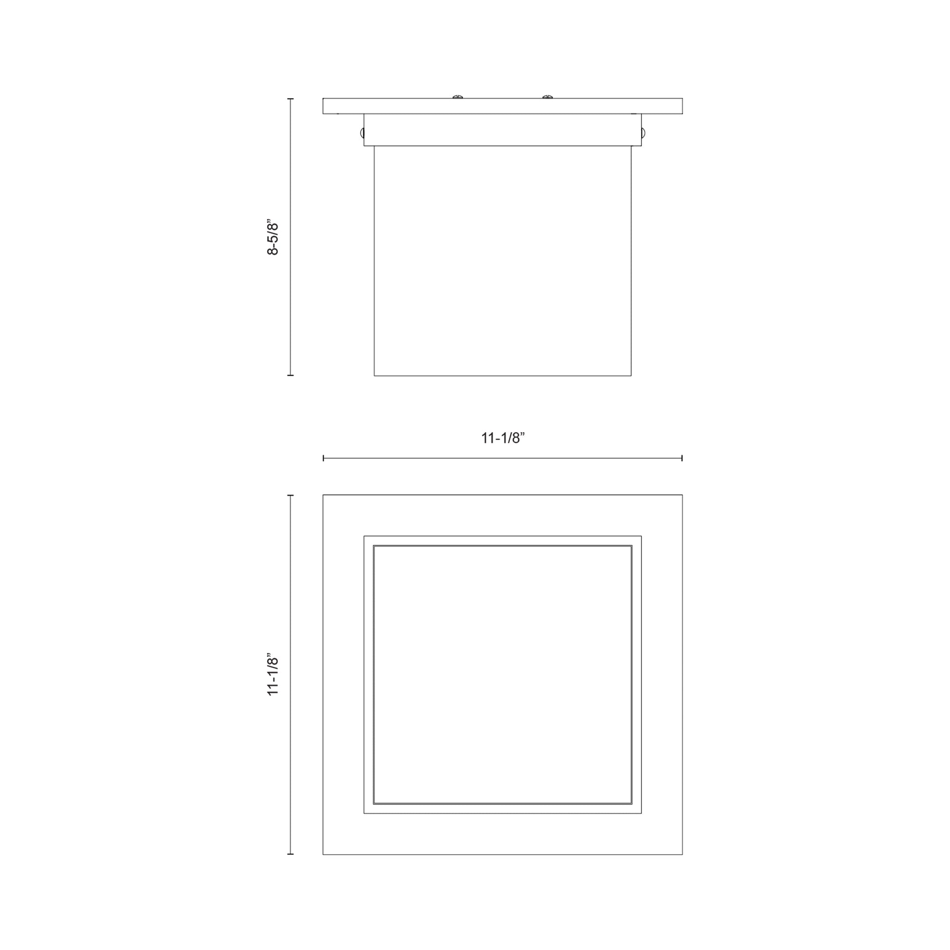 Mineral Rectangular Flush Mount Ceiling Light - line drawing.
