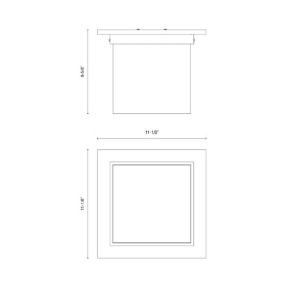 Mineral Rectangular Flush Mount Ceiling Light - line drawing.