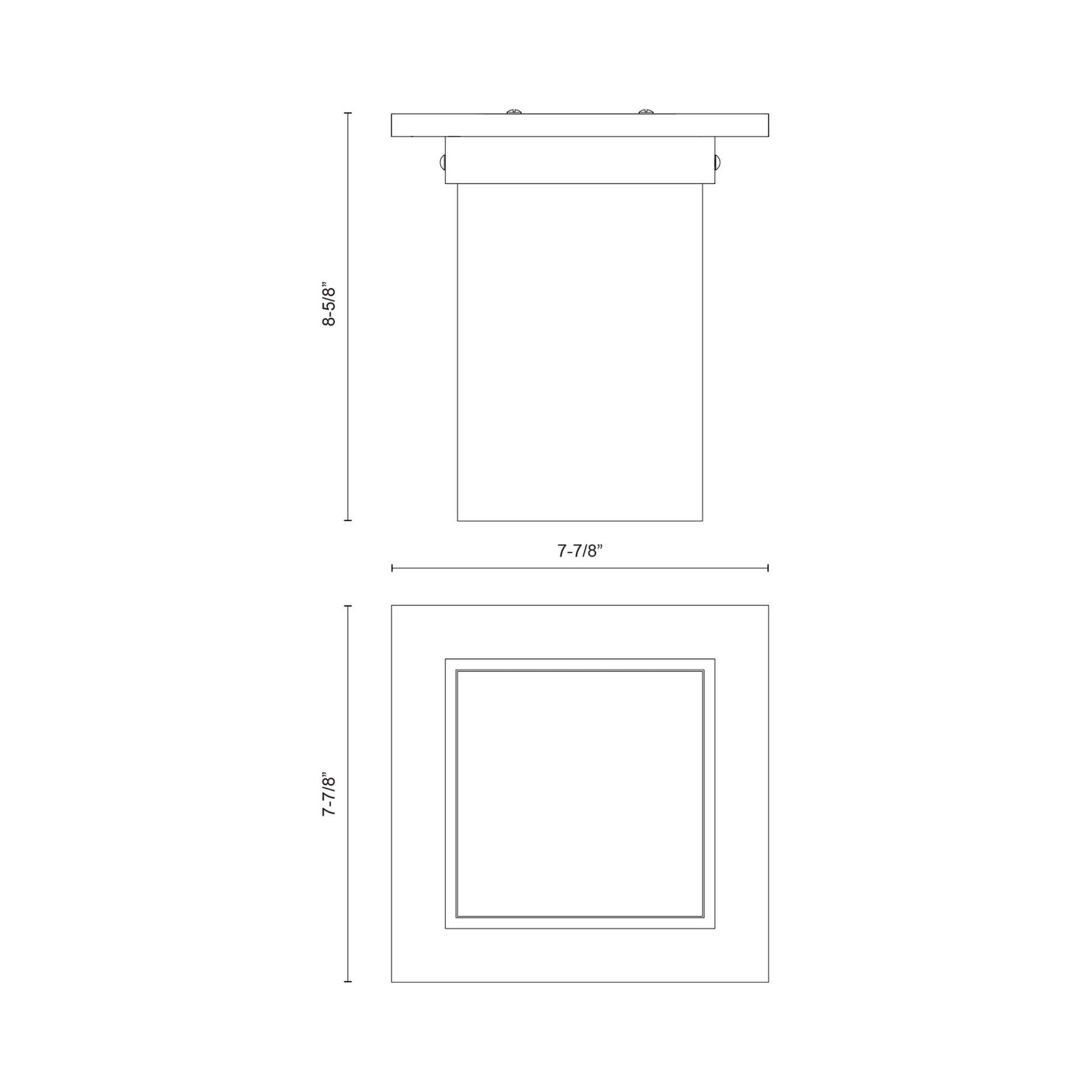 Mineral Rectangular Flush Mount Ceiling Light - line drawing.