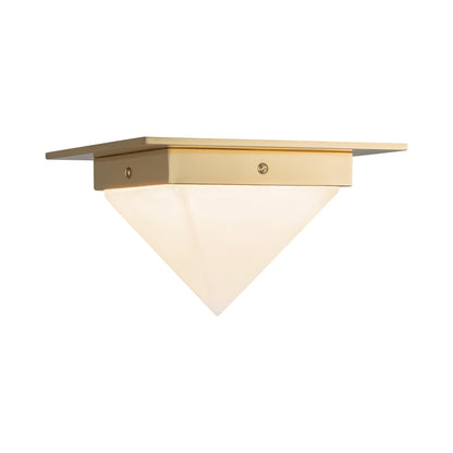 Mineral Triangular Flush Mount Ceiling Light in Patina Brass/Alabaster (7.88-Inch).