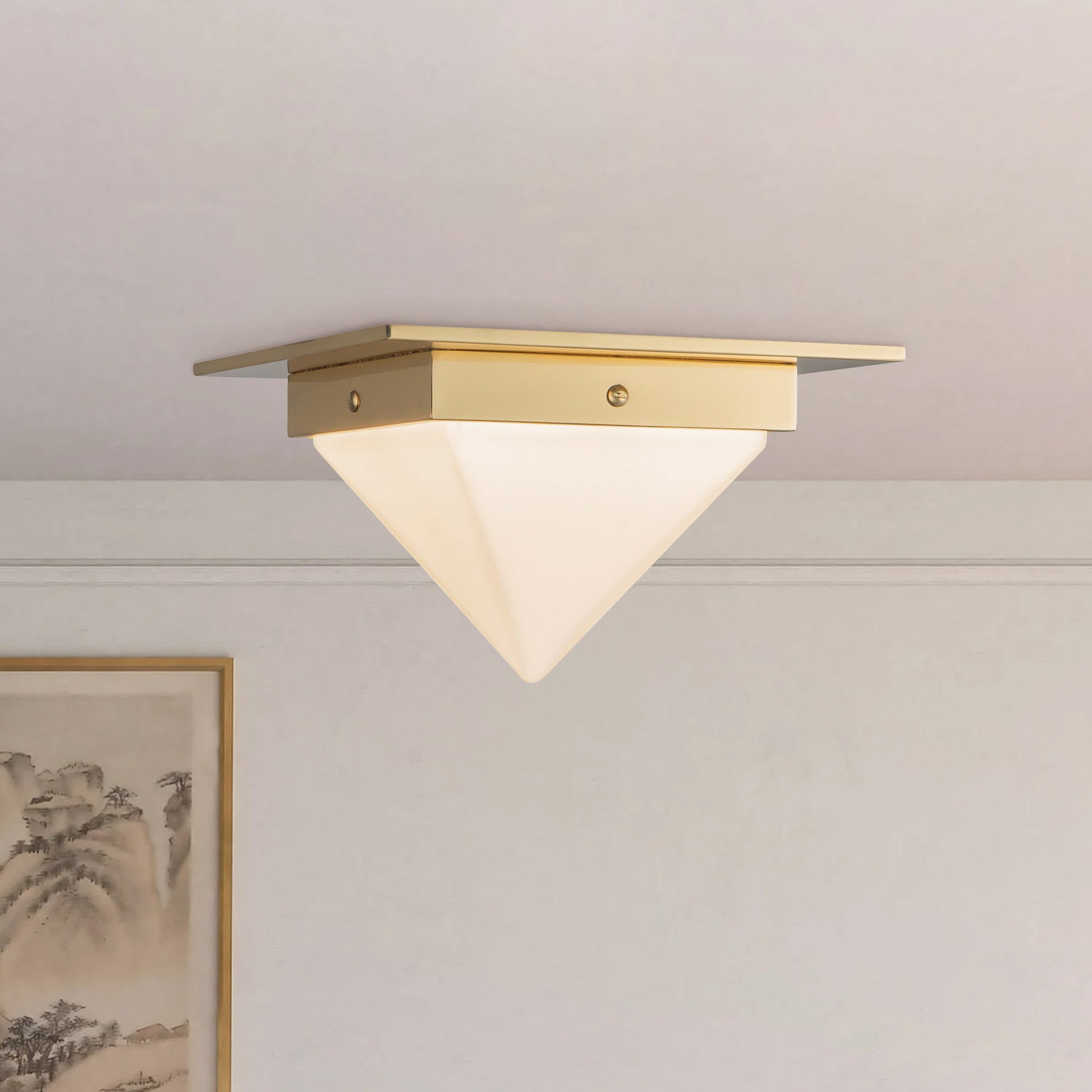 Mineral Triangular Flush Mount Ceiling Light in Detail.