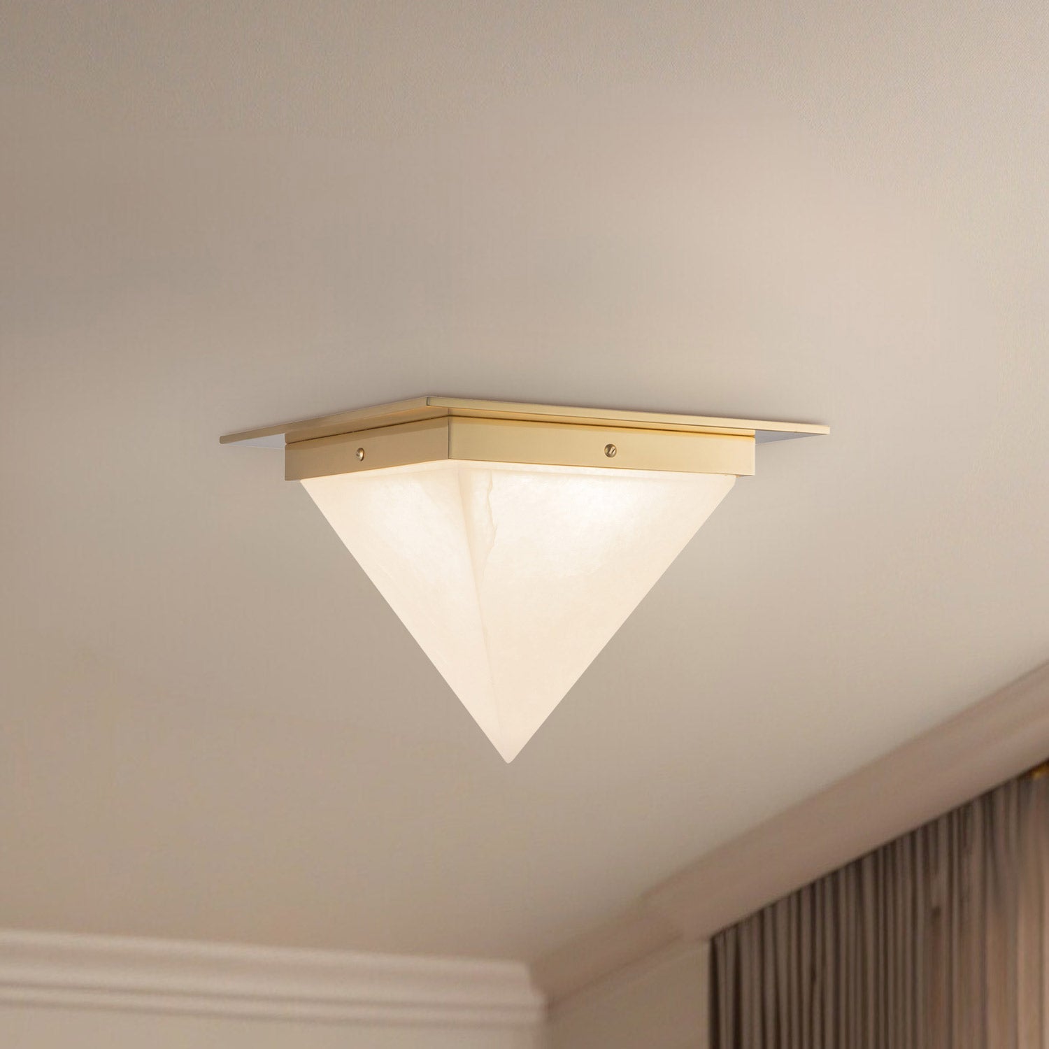 Mineral Triangular Flush Mount Ceiling Light in Detail.