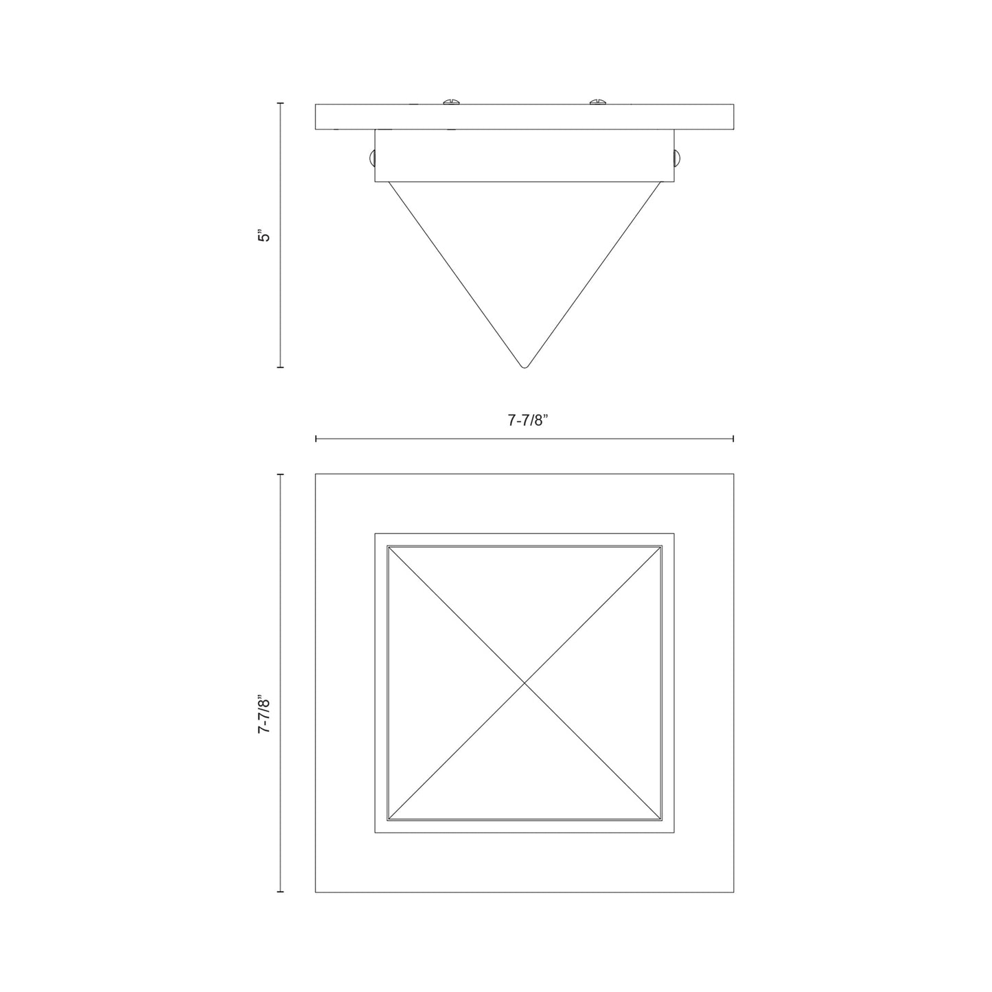 Mineral Triangular Flush Mount Ceiling Light - line drawing.