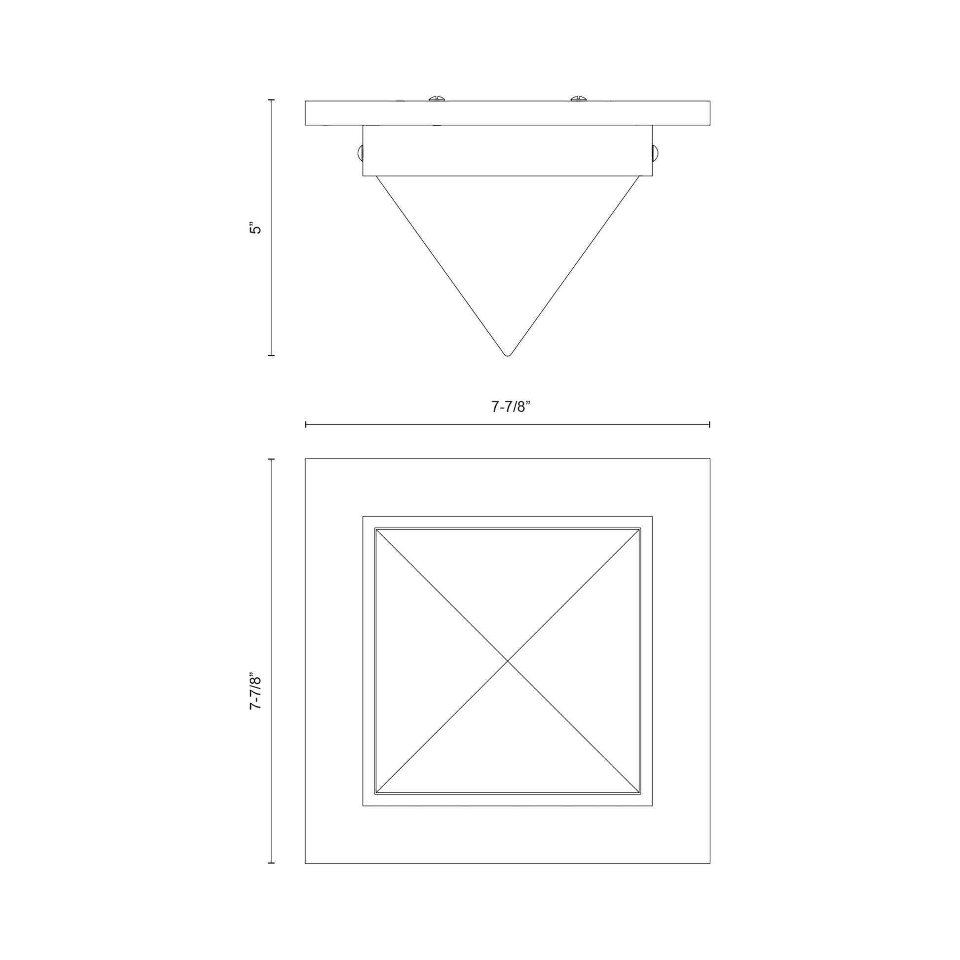 Mineral Triangular Flush Mount Ceiling Light - line drawing.