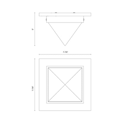 Mineral Triangular Flush Mount Ceiling Light - line drawing.