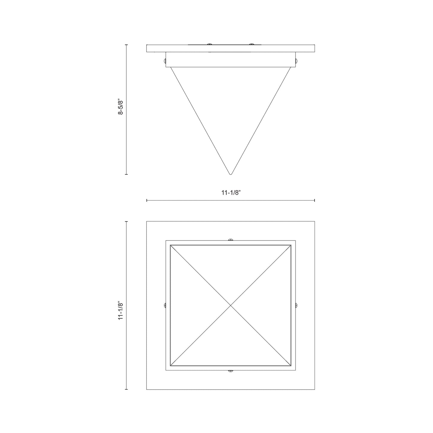 Mineral Triangular Flush Mount Ceiling Light - line drawing.