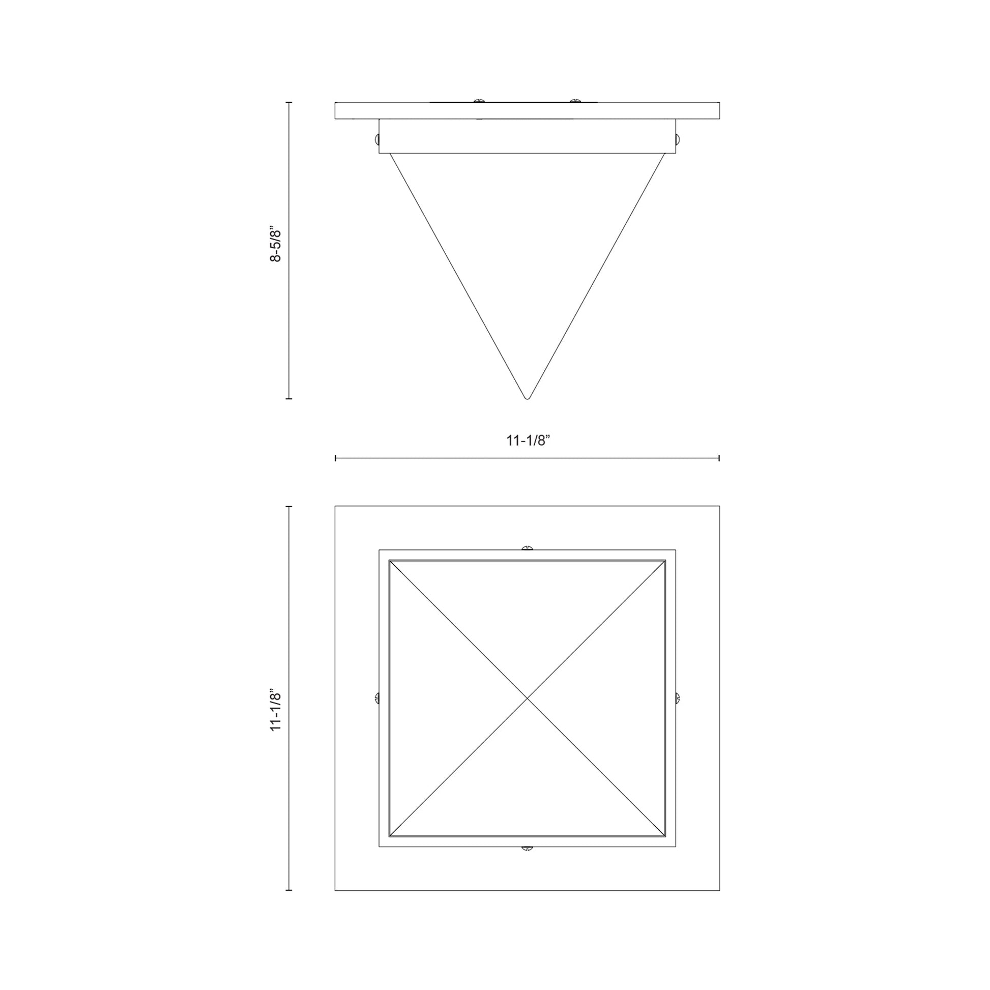 Mineral Triangular Flush Mount Ceiling Light - line drawing.