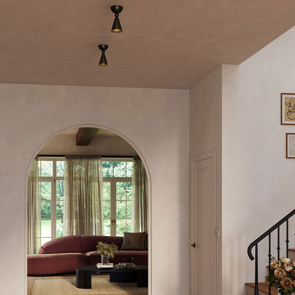 Murphy Semi Flush Mount Ceiling Light in in living room.