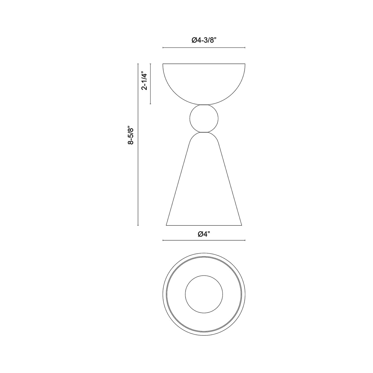 Murphy Semi Flush Mount Ceiling Light - line drawing.