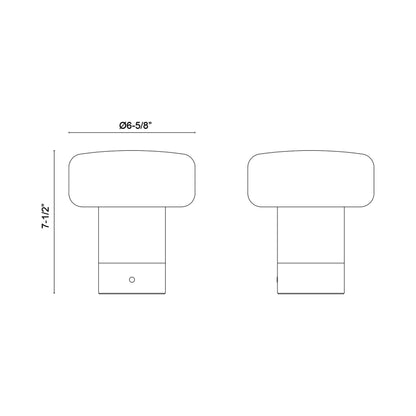 Niko LED Rechargeable Table Lamp - line drawing.