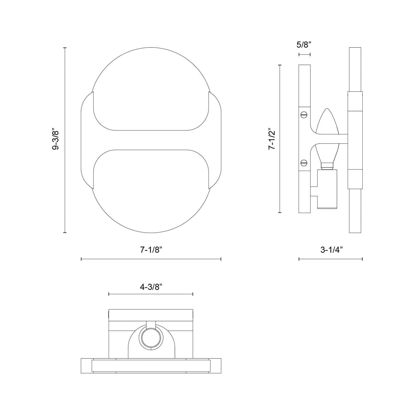 Odin Bath Vanity Light - line drawing.